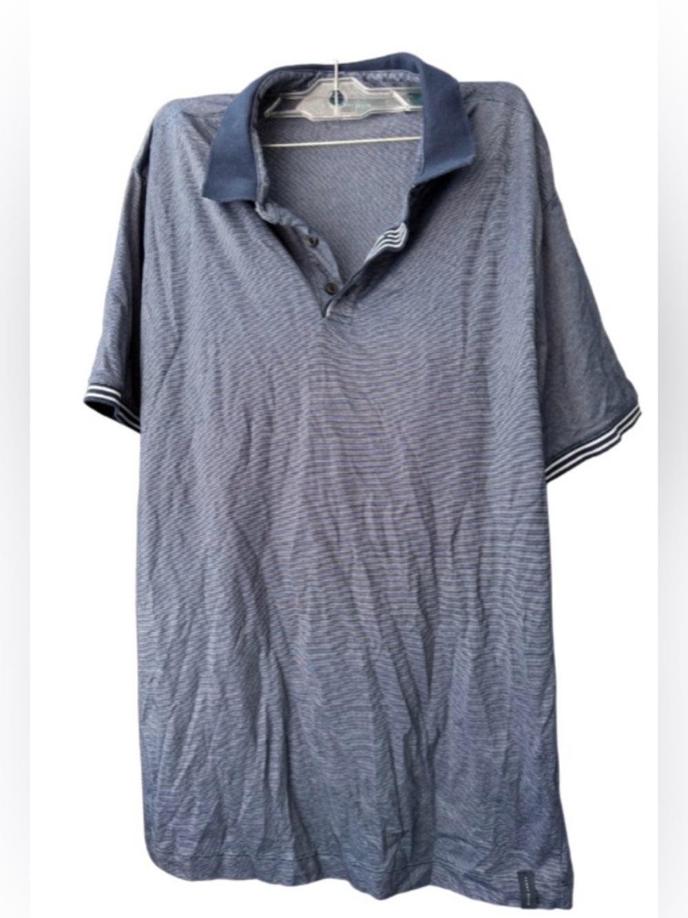 Perry Ellis Men's Navy Heather Polo with Contrast Collar